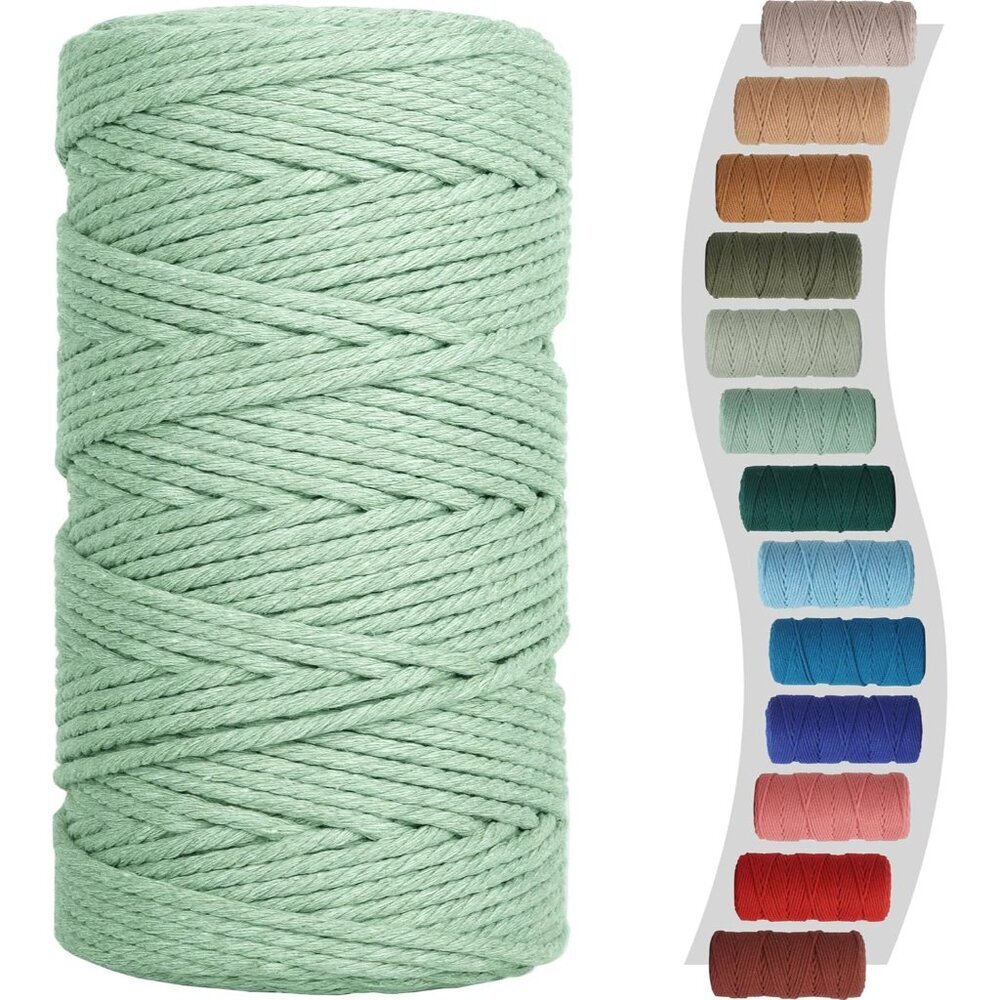 Macrame Cord 3mm 220yards 200 Meters Sage Macrame Supplies Macrame Yarn, Colored